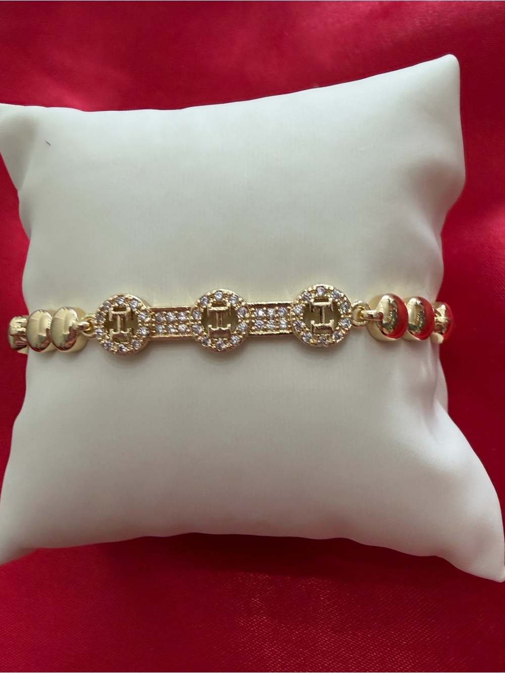 Gold tone Crystal Link Bracelet - Designer Inspired Women’s Jewelry
